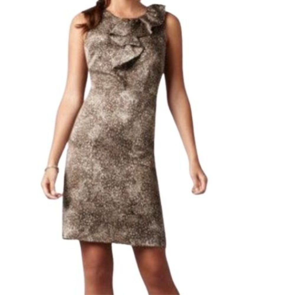 Ann Taylor Loft Neutral Watercolors Dress 12 EUC